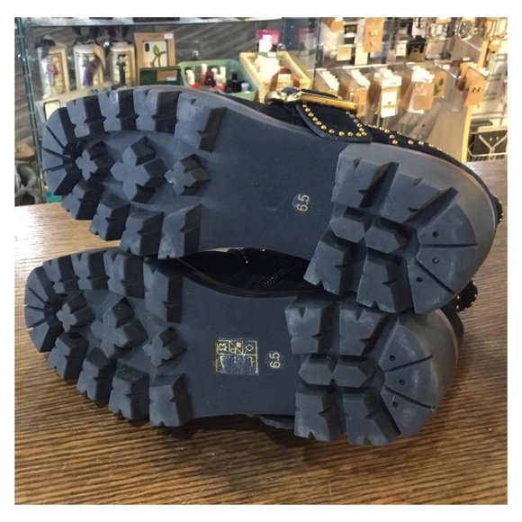 JEFFREY CAMPBELL FREE PEOPLE Suede Gold Studded Boots - Picture 6 of 8